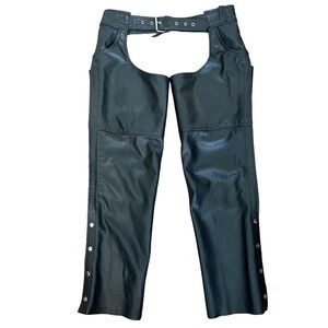 FMC Men’s/Unisex Black Leather Chaps XL Zip Up Side